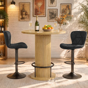 Hawsaiy Bar Table and Chairs Set for 2, 3-Piece Pub Table Set with 2 Adjustable Swivel Bar Stools, Counter Height Dining Table Set for Kitchen, Apartment, Home Bar, Small Space