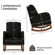 Hawsaiy Comfortable Velvet Nursery Rocking Chair with Padded Seat & High Backrest