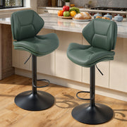 Hawsaiy Swivel Bar Stools Set of 2/4, Adjustable Height Faux Leather Bar Stools with Back, Double-Layer Upholstered Counter Height Bar Chairs for Kitchen Island