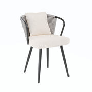Hawsaiy Rattan Dining Chairs Set of 2, Upholstered Cane Back Kitchen Chairs with Metal Legs & Throw Pillow, Mid Century Modern Farmhouse Dining Room Chairs