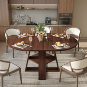 Hawsaiy 43.3-59 in Extendable Oval Dining Table for 4-6, Space-Saving Round Kitchen Table with Hidden Leaf Storage & Bottom Shelf for Small Space