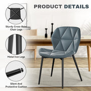 Nalupatio Modern Dining Chairs Set of 2, PU Leather Dining Room Chairs with Waterproof Surface and Metal Legs for Kitchen Restaurant and Living Room, Dark Blue