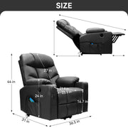 Hawsaiy PU Leather Power Lift Recliner with Massage and Heat for Elderly, Comfy Ergonomic Lounge Sofa Chair with Remote Control, 2 Cup Holders and Side Pockets