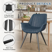 Hawsaiy Mid Century Modern Faux Leather Dining Chair Set of 2/4 with Upholstered Seat and Metal Legs