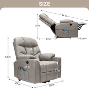 Hawsaiy PU Leather Power Lift Recliner with Massage and Heat for Elderly, Comfy Ergonomic Lounge Sofa Chair with Remote Control, 2 Cup Holders and Side Pockets