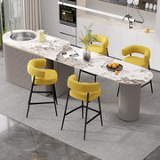 Hawsaiy Counter Height Bar Stools Set of 2, Pelletized Velvet Upholstered Modern Counter Stool,Low Back Barstools, Velvet Bar Chairs with Metal Legs,Beige