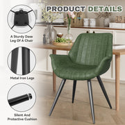 Hawsaiy Mid Century Modern Faux Leather Dining Chair Set of 2/4 with Upholstered Seat and Metal Legs