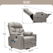 Hawsaiy PU Leather Power Lift Recliner with Massage and Heat for Elderly, Comfy Ergonomic Lounge Sofa Chair with Remote Control, 2 Cup Holders and Side Pockets