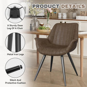 Hawsaiy Mid Century Modern Faux Leather Dining Chair Set of 2/4 with Upholstered Seat and Metal Legs