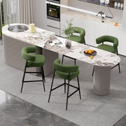 Hawsaiy Counter Height Bar Stools Set of 2, Pelletized Velvet Upholstered Modern Counter Stool,Low Back Barstools, Velvet Bar Chairs with Metal Legs,Beige