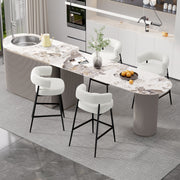 Hawsaiy Counter Height Bar Stools Set of 2, Pelletized Velvet Upholstered Modern Counter Stool,Low Back Barstools, Velvet Bar Chairs with Metal Legs,Beige