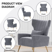 Hawsaiy Mid Century Modern Velvet Accent Chair Set of 1/2, High Back Armchair with Metal Legs, Upholstered Comfy Chair for Living Room and Bedroom