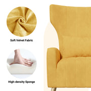 Nalupatio Velvet Fabric Upholstered Reading Comfy Mid Century Modern Armchair with Metal Legs and Spring Support, Accent Chair for Living Room,Beige