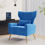 Hawsaiy Mid Century Modern Velvet Accent Chair Set of 1/2, High Back Armchair with Metal Legs, Upholstered Comfy Chair for Living Room and Bedroom