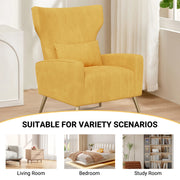 Nalupatio Velvet Fabric Upholstered Reading Comfy Mid Century Modern Armchair with Metal Legs and Spring Support, Accent Chair for Living Room,Beige