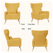 Nalupatio Velvet Fabric Upholstered Reading Comfy Mid Century Modern Armchair with Metal Legs and Spring Support, Accent Chair for Living Room,Beige