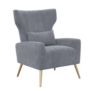 Nalupatio Velvet Fabric Upholstered Reading Comfy Mid Century Modern Armchair with Metal Legs and Spring Support, Accent Chair for Living Room,Beige