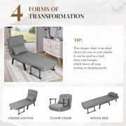 Nalupatio Versatile Convertible Armchair Sofa with Pillow - Foldable, Linen/Fabric, Steel Frame for Home & Office Use,