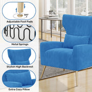 Hawsaiy Mid Century Modern Velvet Accent Chair Set of 1/2, High Back Armchair with Metal Legs, Upholstered Comfy Chair for Living Room and Bedroom