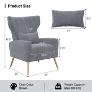 Nalupatio Velvet Fabric Upholstered Reading Comfy Mid Century Modern Armchair with Metal Legs and Spring Support, Accent Chair for Living Room,Beige