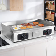 Kerilyn 29’ Commercial Electric Griddle, 3200W Countertop Flat Top Griddle, Teppanyaki Stainless Steel Griddle, Adjustable Temperature Control 122°F-572°F (NO PLUG), 2 Shovels