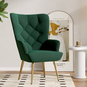 Hawsaiy Mid-Century Modern Velvet Tufted Wingback Accent Chair Set of 1/2 with Metal Legs for Living Room and Bedroom