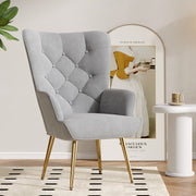 Hawsaiy Mid-Century Modern Velvet Tufted Wingback Accent Chair Set of 1/2 with Metal Legs for Living Room and Bedroom