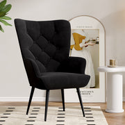 Hawsaiy Mid-Century Modern Velvet Tufted Wingback Accent Chair Set of 1/2 with Metal Legs for Living Room and Bedroom