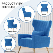 Hawsaiy Mid Century Modern Velvet Accent Chair Set of 1/2, High Back Armchair with Metal Legs, Upholstered Comfy Chair for Living Room and Bedroom