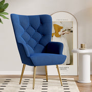 Hawsaiy Mid-Century Modern Velvet Tufted Wingback Accent Chair Set of 1/2 with Metal Legs for Living Room and Bedroom