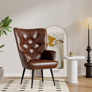 Hawsaiy Mid-Century Modern Velvet Tufted Wingback Accent Chair Set of 1/2 with Metal Legs for Living Room and Bedroom