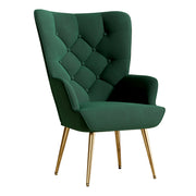 Hawsaiy Mid-Century Modern Velvet Tufted Wingback Accent Chair Set of 1/2 with Metal Legs for Living Room and Bedroom