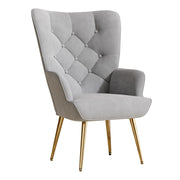 Hawsaiy Mid-Century Modern Velvet Tufted Wingback Accent Chair Set of 1/2 with Metal Legs for Living Room and Bedroom