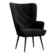 Hawsaiy Mid-Century Modern Velvet Tufted Wingback Accent Chair Set of 1/2 with Metal Legs for Living Room and Bedroom