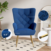 Hawsaiy Mid-Century Modern Velvet Tufted Wingback Accent Chair Set of 1/2 with Metal Legs for Living Room and Bedroom