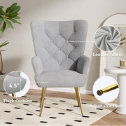 Hawsaiy Mid-Century Modern Velvet Tufted Wingback Accent Chair Set of 1/2 with Metal Legs for Living Room and Bedroom