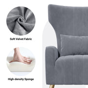 Nalupatio Velvet Fabric Upholstered Reading Comfy Mid Century Modern Armchair with Metal Legs and Spring Support, Accent Chair for Living Room,Beige