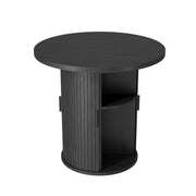 Hawsaiy Round Dining Table for 2 with Sliding Door Storage Base, Space-Saving Waterproof Scratch-Resistant Wood Top, Modern Farmhouse Kitchen Table