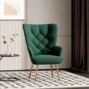 Hawsaiy Mid-Century Modern Velvet Tufted Wingback Accent Chair Set of 1/2 with Metal Legs for Living Room and Bedroom