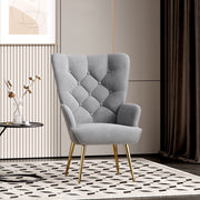 Hawsaiy Mid-Century Modern Velvet Tufted Wingback Accent Chair Set of 1/2 with Metal Legs for Living Room and Bedroom