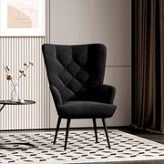 Hawsaiy Mid-Century Modern Velvet Tufted Wingback Accent Chair Set of 1/2 with Metal Legs for Living Room and Bedroom