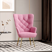 Hawsaiy Mid-Century Modern Velvet Tufted Wingback Accent Chair Set of 1/2 with Metal Legs for Living Room and Bedroom