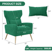 Hawsaiy Mid Century Modern Velvet Accent Chair Set of 1/2, High Back Armchair with Metal Legs, Upholstered Comfy Chair for Living Room and Bedroom