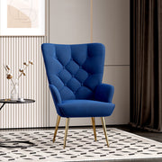 Hawsaiy Mid-Century Modern Velvet Tufted Wingback Accent Chair Set of 1/2 with Metal Legs for Living Room and Bedroom