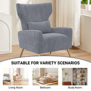 Nalupatio Velvet Fabric Upholstered Reading Comfy Mid Century Modern Armchair with Metal Legs and Spring Support, Accent Chair for Living Room,Beige