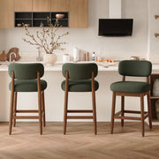 Hawsaiy Counter Height Bar Stools Set of 2/4, Mid Century Modern Boucle Barstools with Solid Wood Frame, Upholstered Kitchen Island Stools with Backrest & Footrest