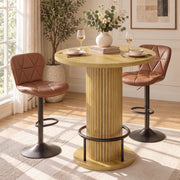 Hawsaiy Bar Table and Chairs Set for 2, 3-Piece Pub Table Set with 2 Adjustable Swivel Bar Stools, Counter Height Dining Table Set for Kitchen, Apartment, Home Bar, Small Space