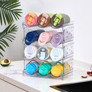 Kerilyn 4-Tier Acrylic Storage Rack for Kitchen & Pantry - Durable Multi-Layer Organizer for Water Bottles, Wine, and Beverages, Utility Hooks