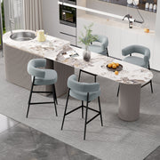 Hawsaiy Counter Height Bar Stools Set of 2, Pelletized Velvet Upholstered Modern Counter Stool,Low Back Barstools, Velvet Bar Chairs with Metal Legs,Beige