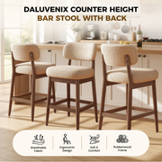Hawsaiy Counter Height Bar Stools Set of 2/4, Mid Century Modern Boucle Barstools with Solid Wood Frame, Upholstered Kitchen Island Stools with Backrest & Footrest